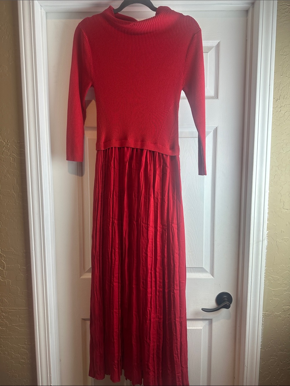Nic+ Zoe Long Sleeve Maxi Dress Knit Top/Pleated Skirt Women's Size XS